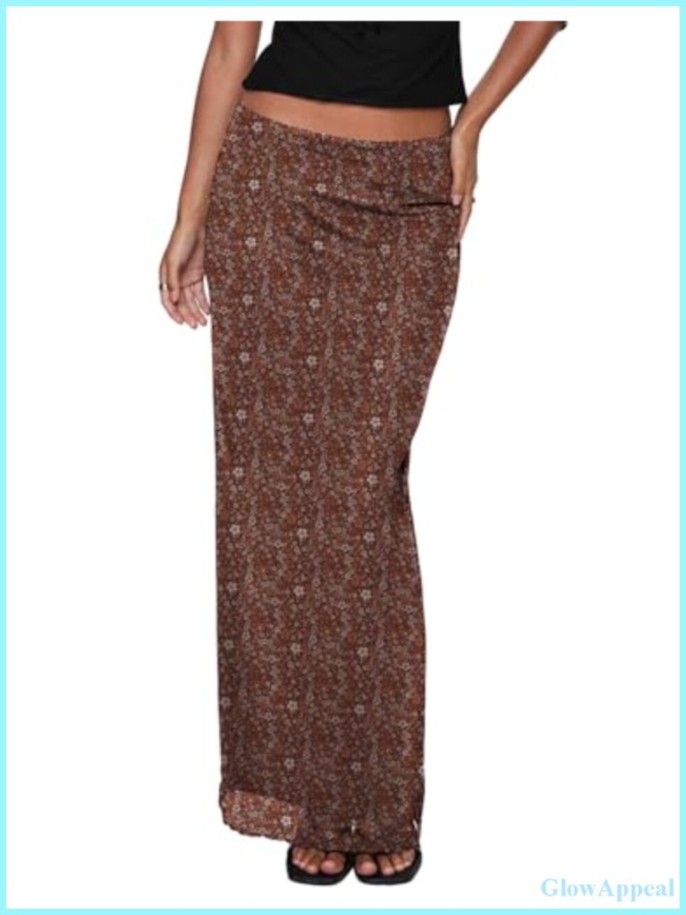 Flowy Floral Maxi Skirt High Waisted Boho Summer Lightweight Mesh